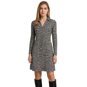 J. Mclaughlin Blue/White Striped Long Sleeve Catalina Cloth Shirt Dress Size M